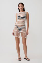 Devlin Macrame Tassel Mini Dress - Ivory
