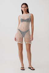 Devlin Macrame Tassel Mini Dress - Ivory