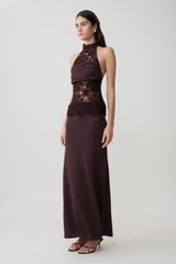 Tessie Knit & Crochet Maxi Dress - Dark Chocolate
