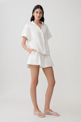 Piper Linen Flare Shorts - White