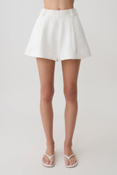 Piper Linen Flare Shorts - White