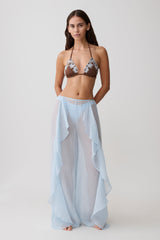 Kai Sheer Draped Ruffle Pant - Pale Blue