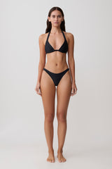Coralia High Side Thong Bikini Bottom - Black
