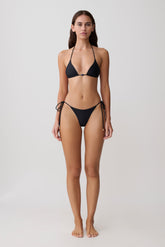 Blossom Side Tie Bikini Bottom - Black