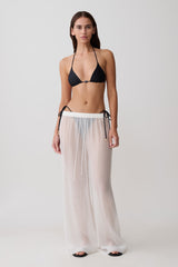 Leilani Sheer Drawstring Wide Leg Pants - Ivory