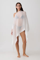 Leilani Sheer Draped Asymmetric Top - Ivory