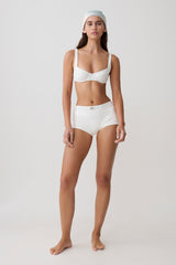 Frost Mini Bikini Shorts - White Textured Fabric