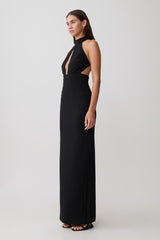 Elan Stretch Crepe Maxi Dress - Black