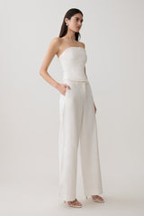 Brielle Straight Leg Linen Pant - White