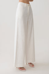 Brielle Straight Leg Linen Pant - White