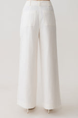 Brielle Straight Leg Linen Pant - White