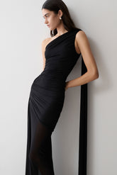 Asher Slinky One Shoulder Maxi Dress - Black