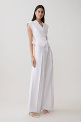 Andina Shortsleeve Linen Top - White
