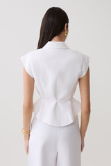 Andina Shortsleeve Linen Top - White