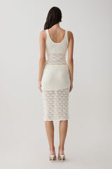 Atlantis Crochet Knit Midi Skirt - White