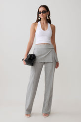Daisy Wrap Skirt Straight Leg Pants - Charcoal Marle