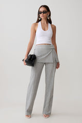 Daisy Wrap Skirt Straight Leg Pants - Charcoal Marle