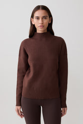 Stanley Ribbed High Neck Jumper - Chocolate