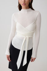 Lawson Wrap Knit Long Sleeve Top - White