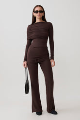 Keaton Modal Straight Leg Overlay Pant - Espresso
