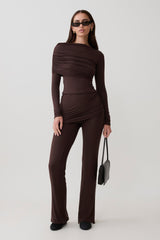 Keaton Modal Straight Leg Overlay Pant - Espresso