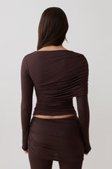 Keaton Modal Long Sleeve Overlay Top - Espresso