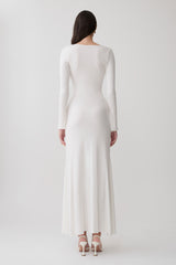 Tanya Buttoned Long Sleeve Maxi Dress - White
