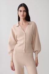 Blaine Knit Blouson Sleeve Cardigan - Oat Marle