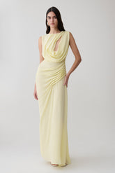 Oria Chiffon Maxi Dress - Pastel Lemon
