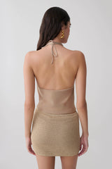 Stan Lurex Cowl Neck Top - Gold