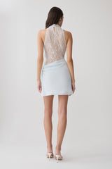 Arra Chiffon And Lace Halter Mini Dress - Ice Blue