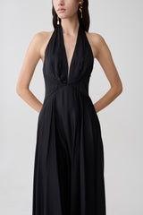 Rebecca Halter Buttoned Maxi Dress - Black