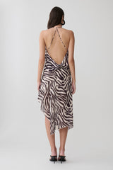 Lana Low Back Chiffon Top - Abstract Zebra Print