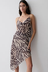 Lana Low Back Chiffon Top - Abstract Zebra Print