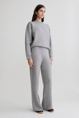 Evan Knit Wide Leg Pants - Grey Marle