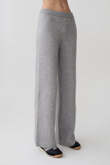 Evan Knit Wide Leg Pants - Grey Marle