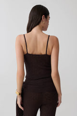 Mattais Boucle Knit Top - Dark Chocolate