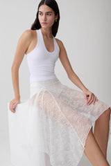 Haime Lace Hankie Midi Skirt - Ivory