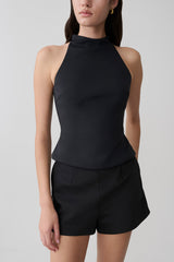 Portia Scuba Sleeveless Top - Black