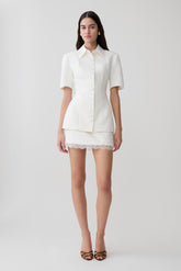 Ariella Suiting Mini Skirt With Lace - White