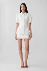 Ariella Suiting Mini Skirt With Lace - White