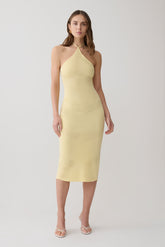 Penny Pointelle Midi Dress - Lemon