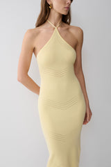 Penny Pointelle Midi Dress - Lemon