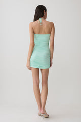 Sade Halter With Hardware Mini Dress - Sea Blue