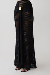 Mania Crochet Maxi Skirt With Hardware - Black