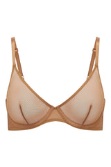Soft Mesh Single Layer Underwired Bra in Almond