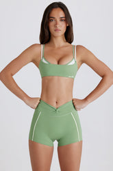 Soft Active Twist-Front Mini Shorts in Jade
