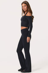 Soft Active V-Waist Flared Leggings in Black