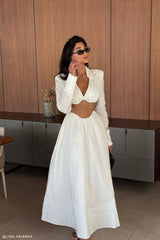 Greta Gathered Maxi Skirt - White