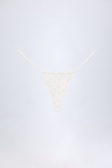 Broderie Anglaise Drawstring Bikini Bottoms in White